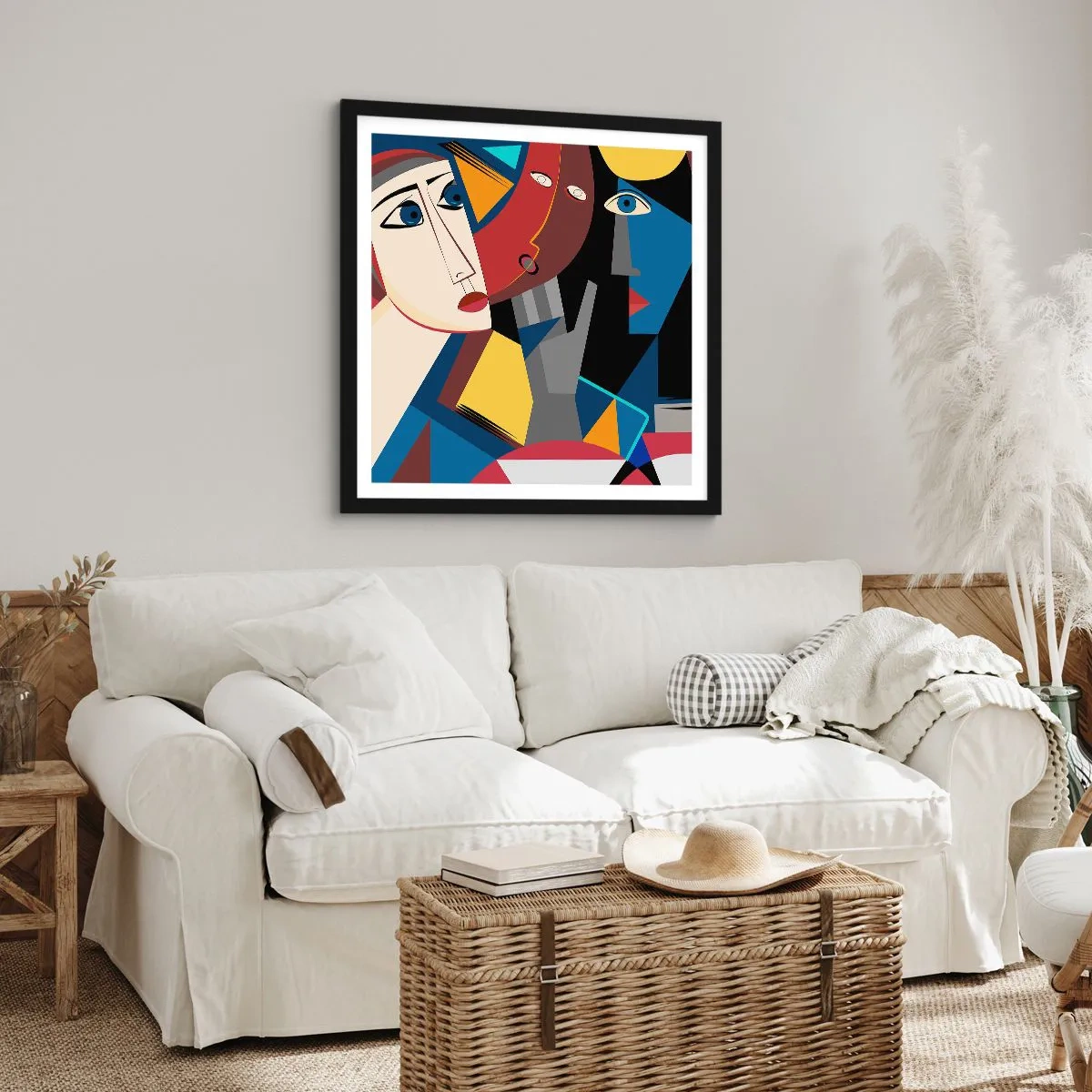 Plagát v čiernom ráme - Konverzácia kubistov - 50x50 cm