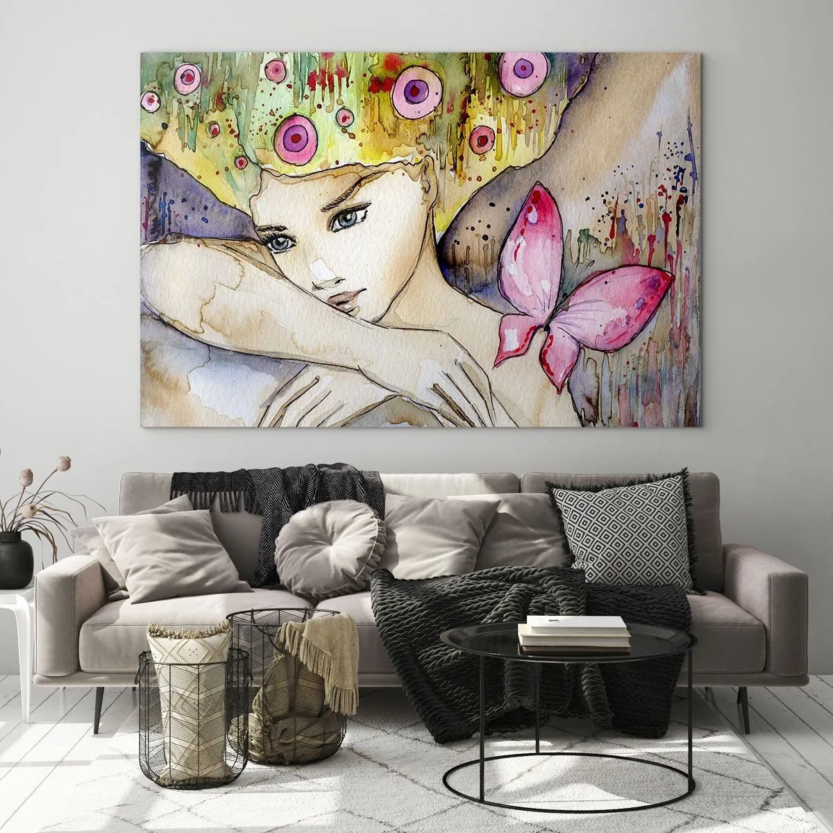 Obraz na skle - Motýlia princezná - 100x70 cm