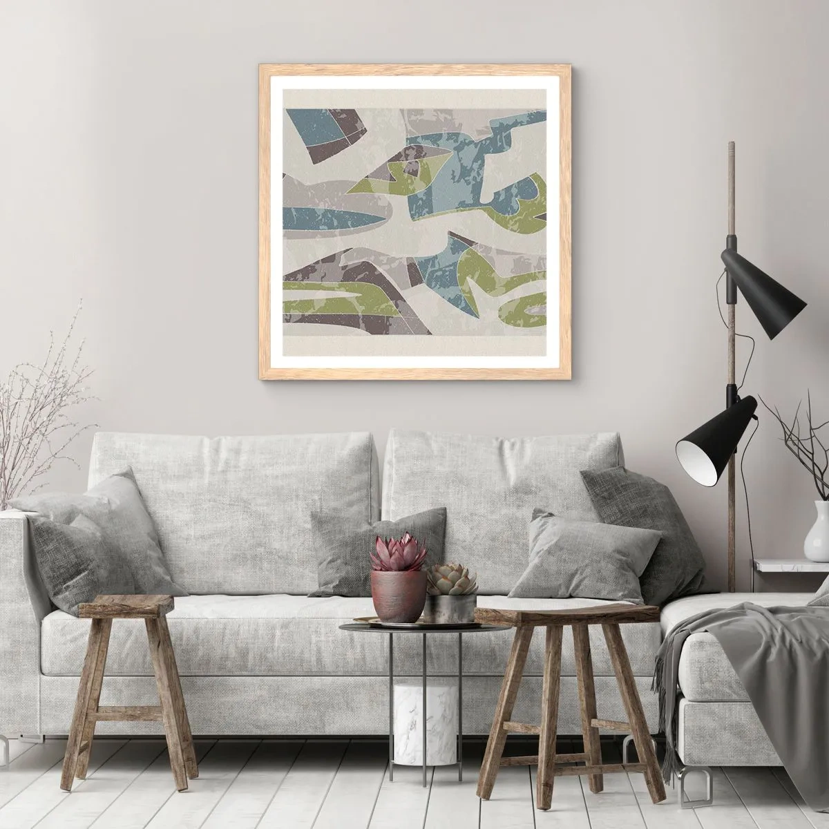 Plagát v ráme zo svetlého duba - Kompozícia za sklom - 40x40 cm