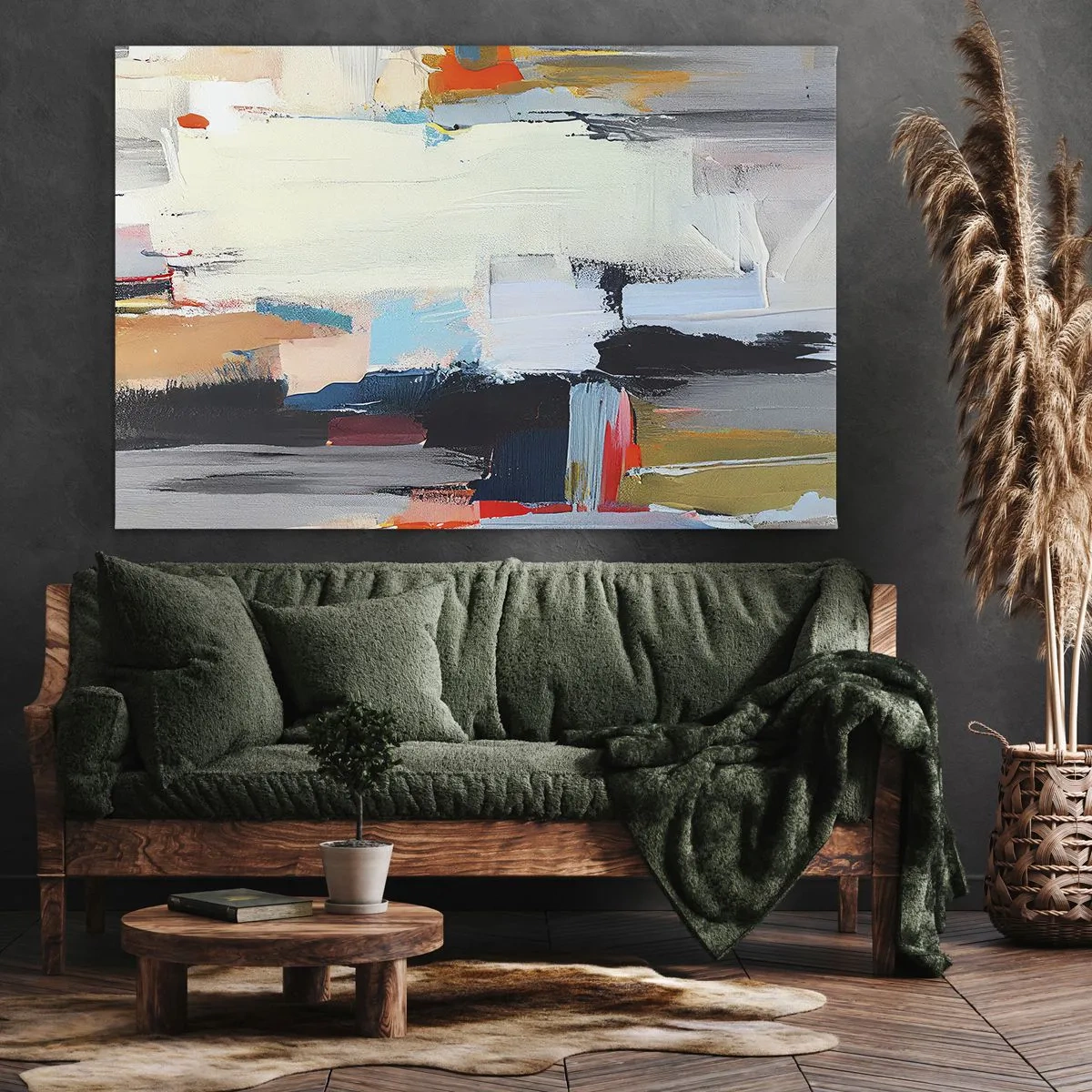 Obraz na plátne - Farebná abstrakcia s dynamickými ťahmi štetcom - 70x50cm - Nejaký spôsob? - Moderná nástenná dekorácia do obývacej izby a spálne ARTTOR