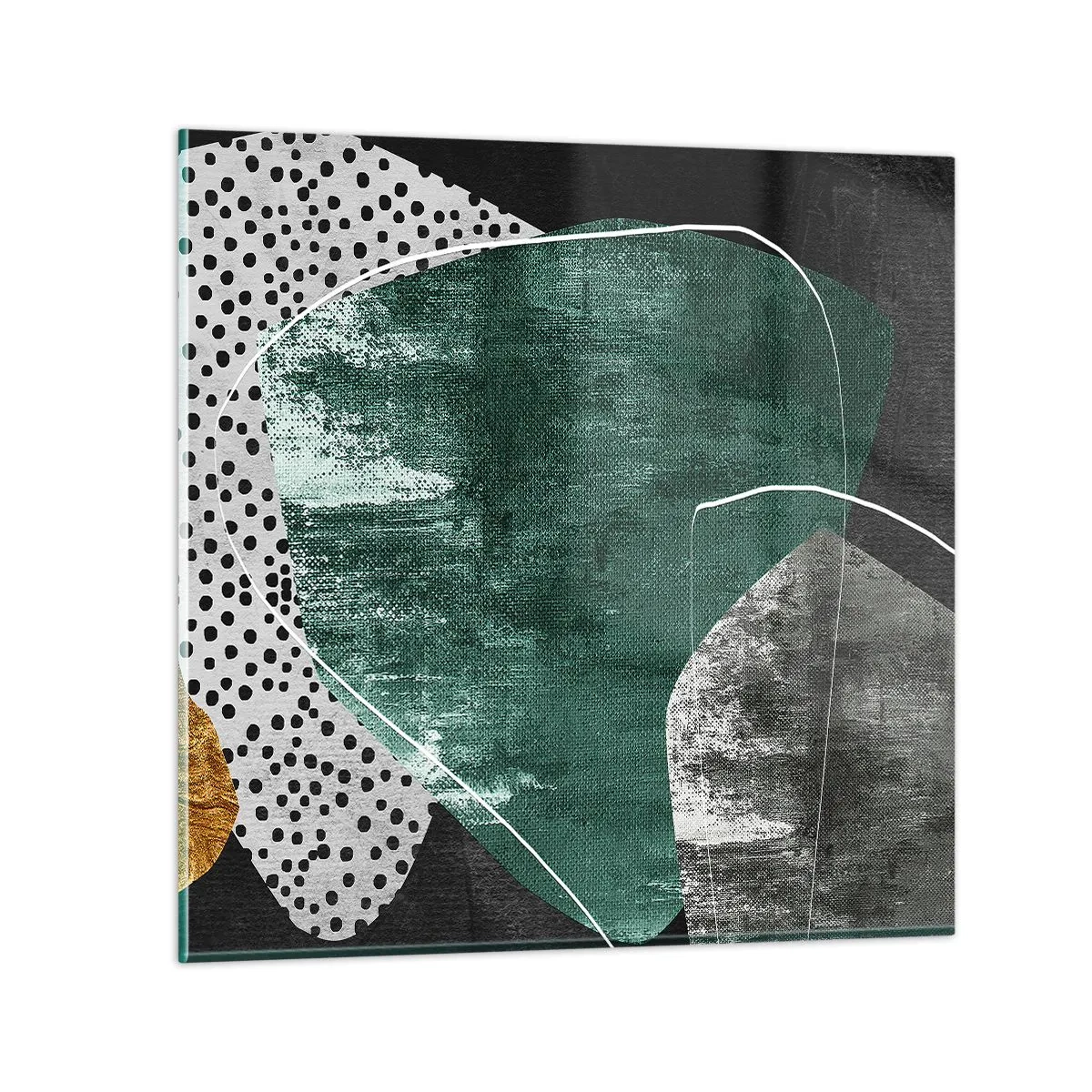 Obraz na skle - Farebná abstrakcia so zlatou vločkou - 70x70 cm