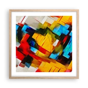 Plagát v ráme zo svetlého duba - Viacfarebný mix - 50x50 cm