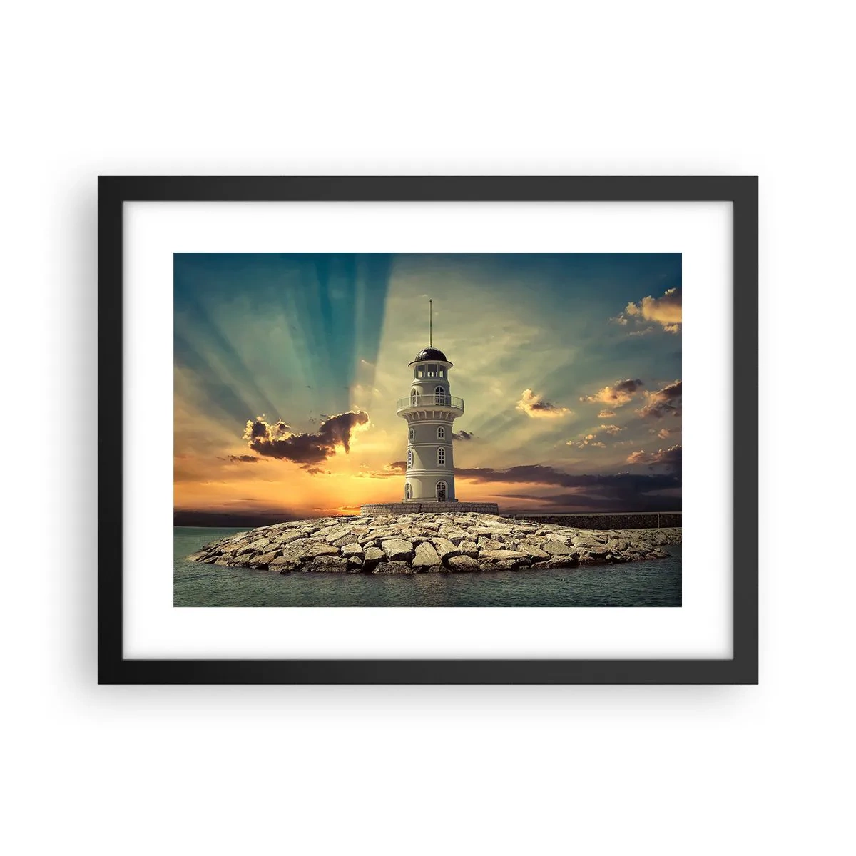 Plagát v čiernom ráme - Svetlo - Dobro - Krása - 40x30 cm