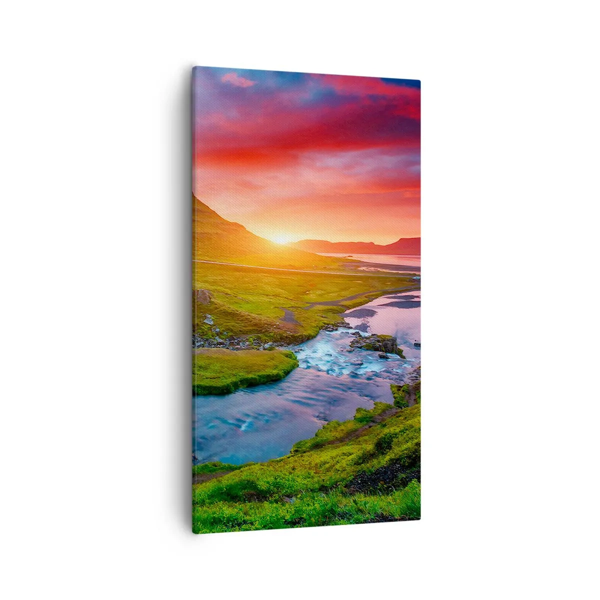 Obraz na plátne - Island - oheň a voda - 55x100 cm