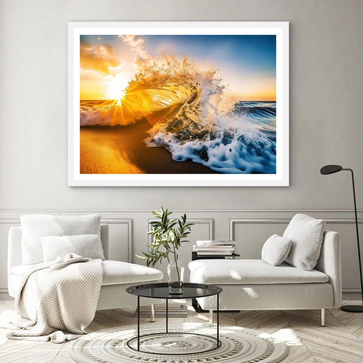 Plagát v bielom ráme - Hra v piesku - 70x50 cm