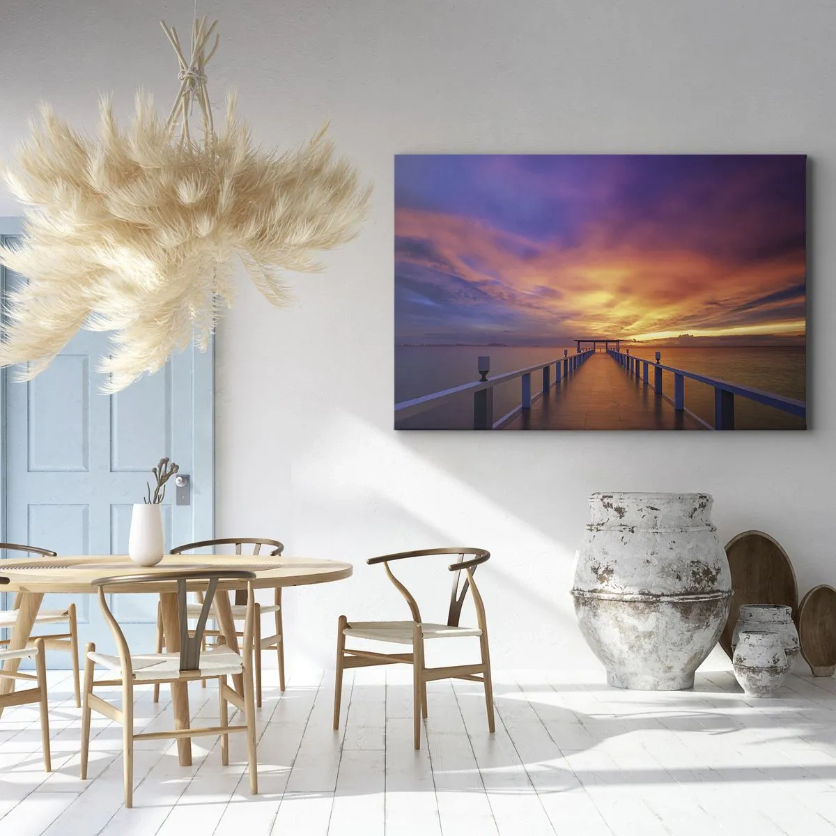Obraz na plátne - Mólo vedúce k moru počas západu slnka - 70x50cm - Bez konca - Moderná nástenná dekorácia do obývacej izby a spálne ARTTOR