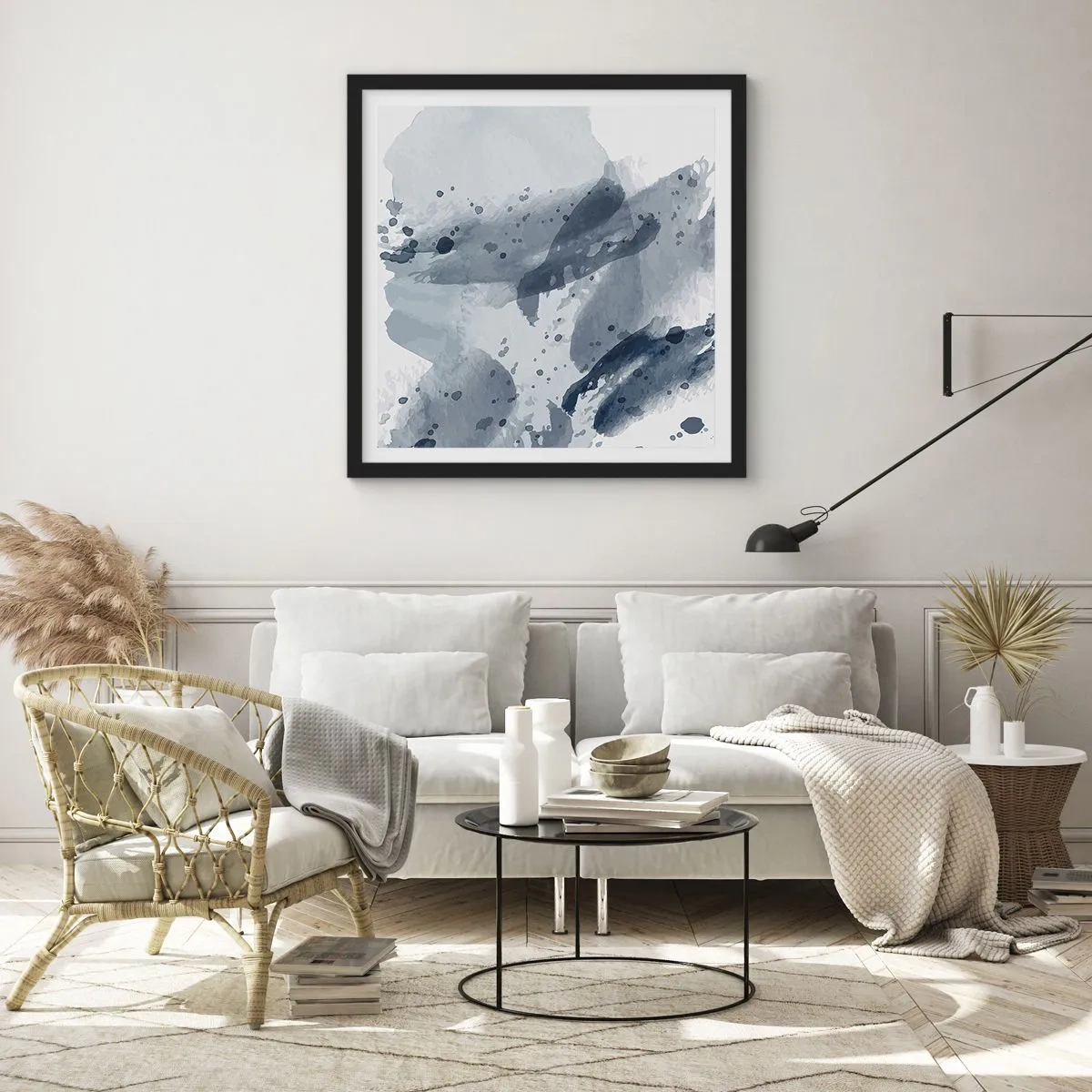 Plagát v čiernom ráme - Štúdia o povahe vody - 40x40 cm