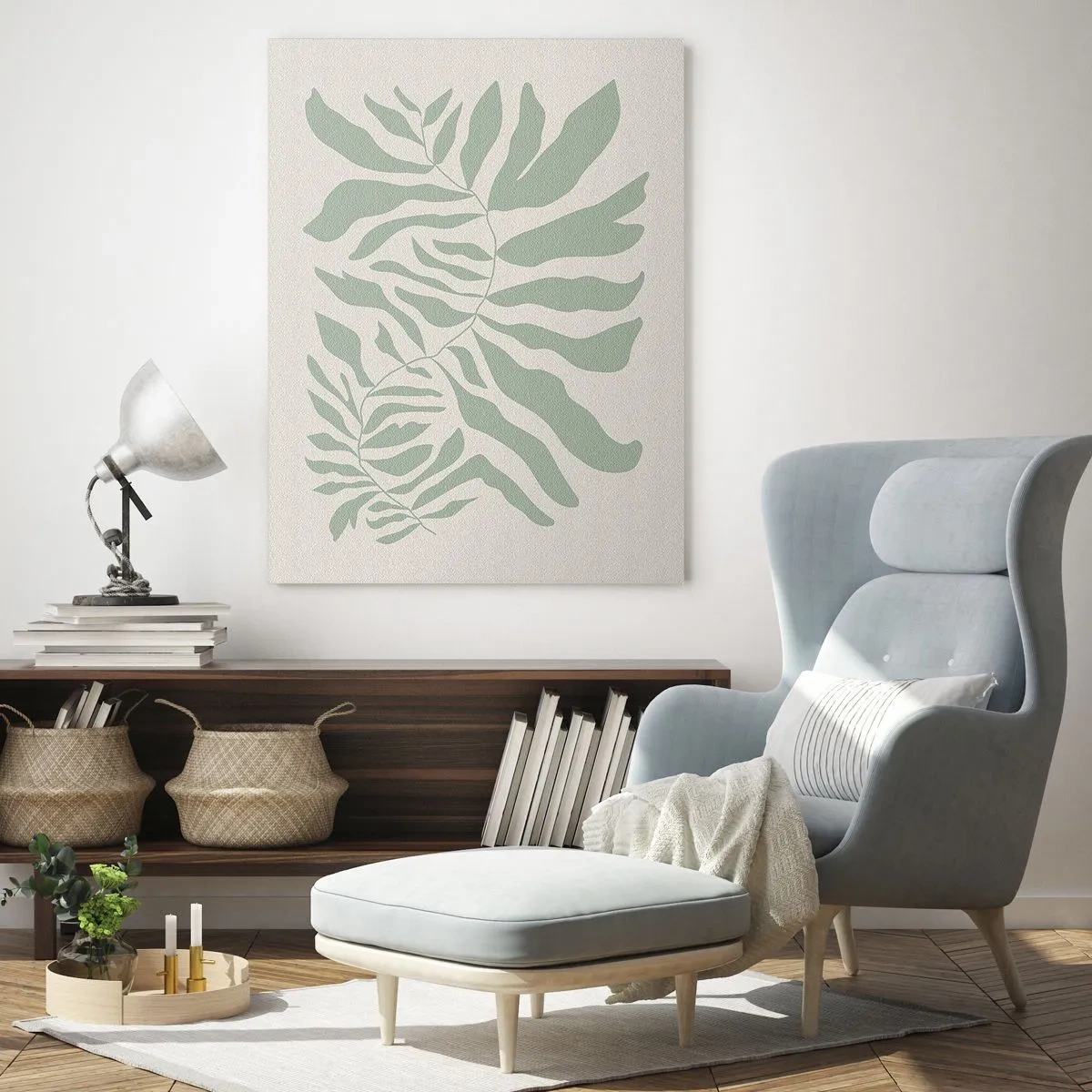Obraz na skle - Smaragdová vetva - 50x70 cm