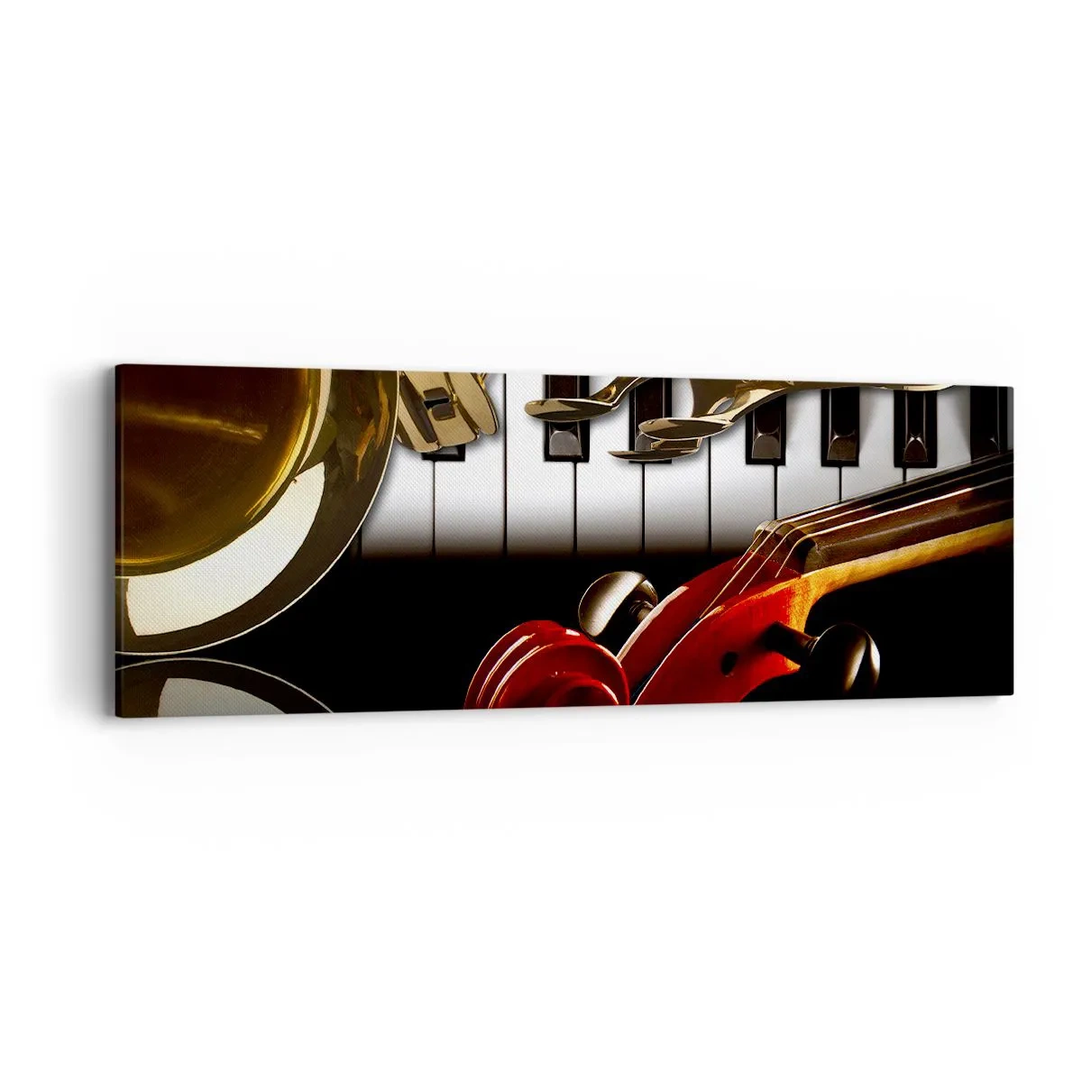 Obraz na plátne - Plech, drevo a slonovinová kosť - 90x30 cm