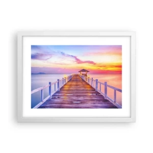 Plagát v bielom ráme - Ľaliovo-zlaté ticho večera - 40x30 cm