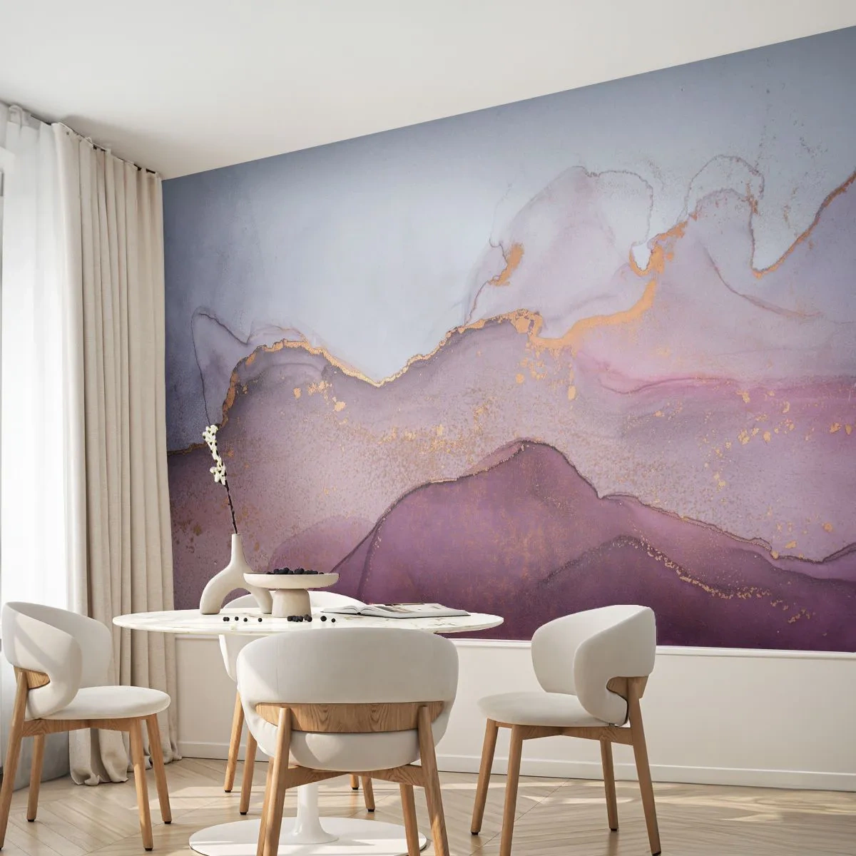 Fototapeta Premium Canvas - Fialové a ľalové vlny - Abstrakcia, Kus, Moderné umenie. - 450x315 cm