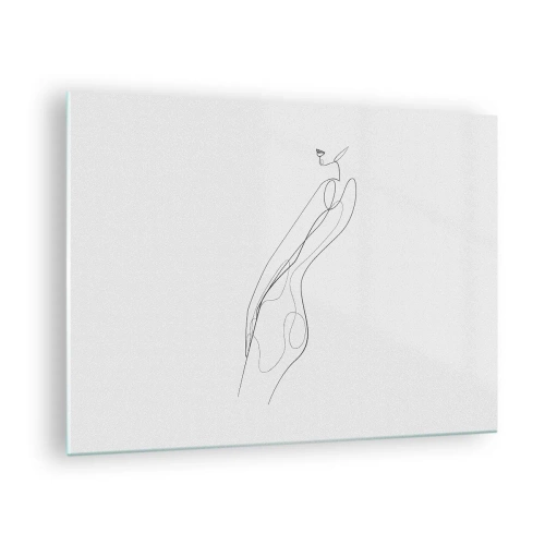 Obraz na skle - Minimalistická línia zobrazujúca ženskú siluetu - 70x50cm - Iba sľub - Moderná nástenná dekorácia do obývacej izby a spálne ARTTOR