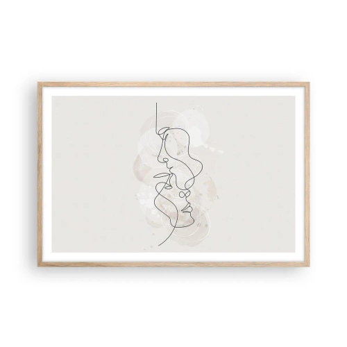 Plagát v ráme zo svetlého duba - Zamotaní v objatí - 91x61 cm