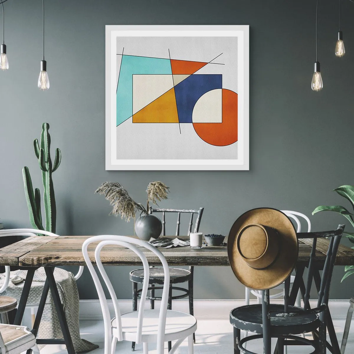 Plagát v bielom ráme - Abstrakcia: modernistická zábava - 30x30 cm