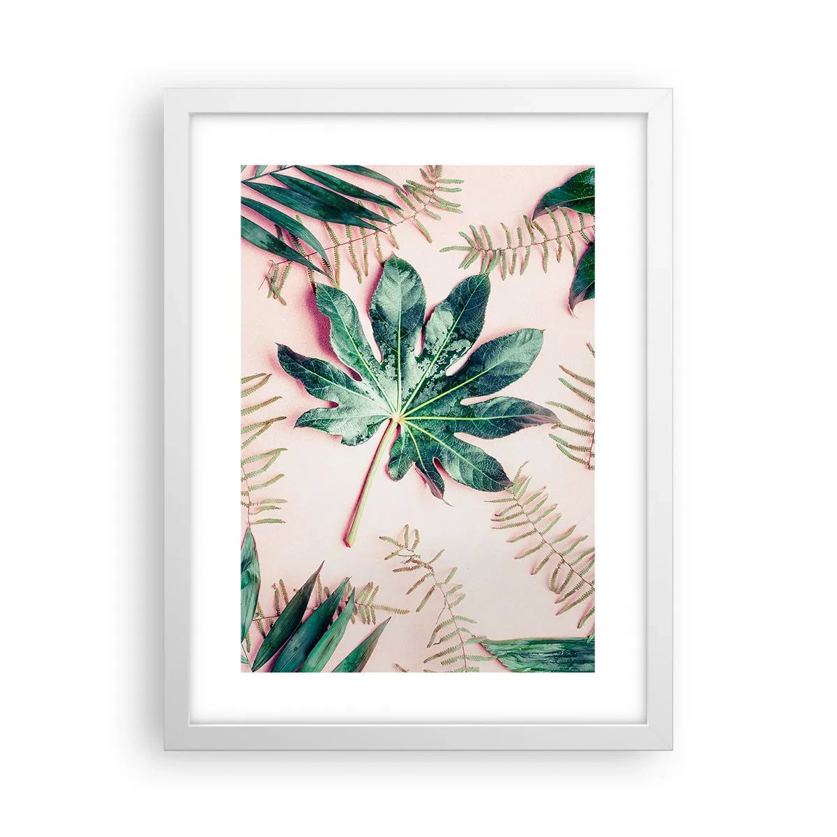 Plagát v bielom ráme - Štúdia zelenej na ružovom pozadí - 30x40 cm