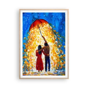 Plagát v ráme zo svetlého duba - Mágia daždivého večera? - 70x100 cm