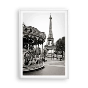 Plagát v bielom ráme - Ak zábava, tak len v Paríži - 70x100 cm