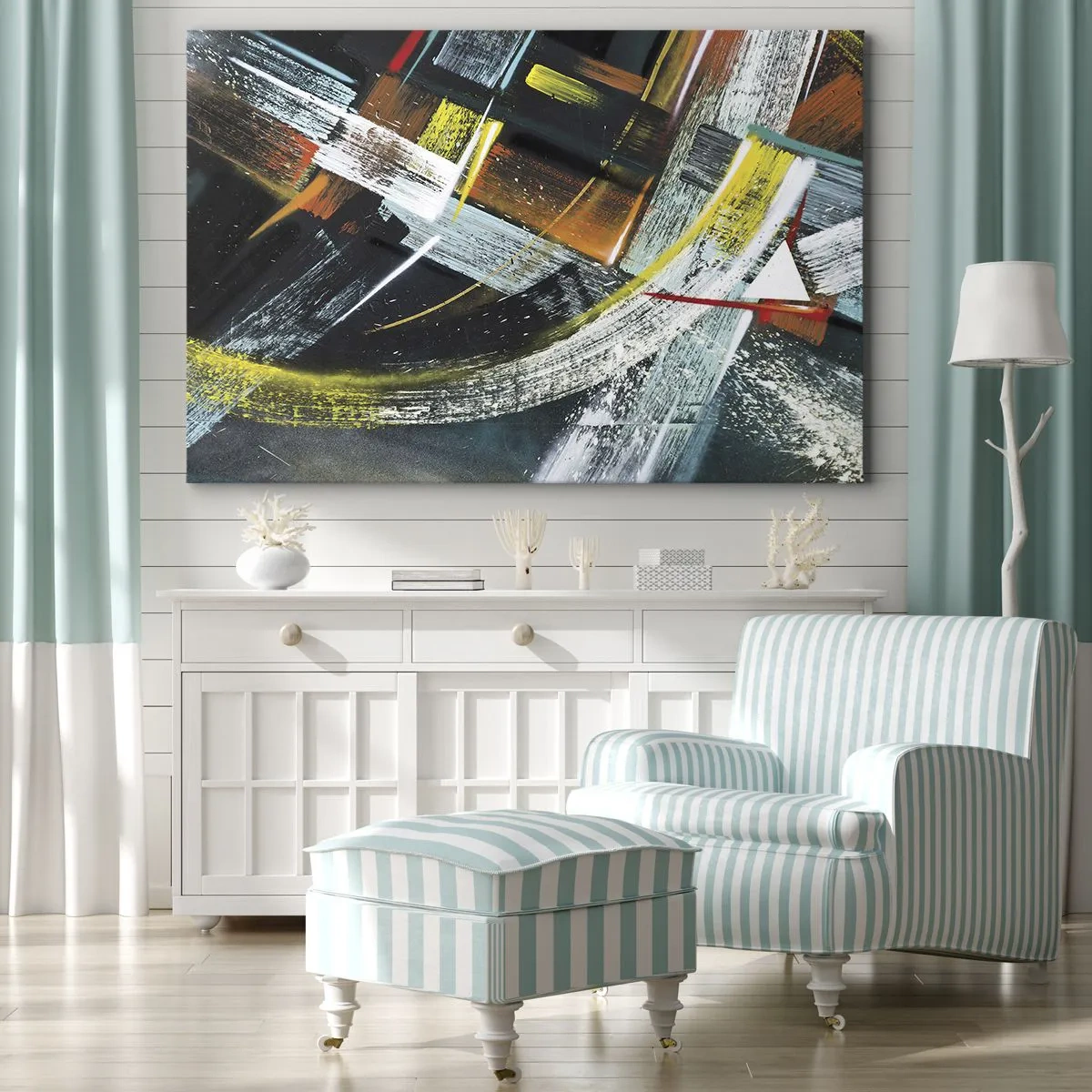 Obraz na plátne - Farebné abstraktné ťahy štetcom - 70x50cm - Energia pohybu - Moderná nástenná dekorácia do obývacej izby a spálne ARTTOR