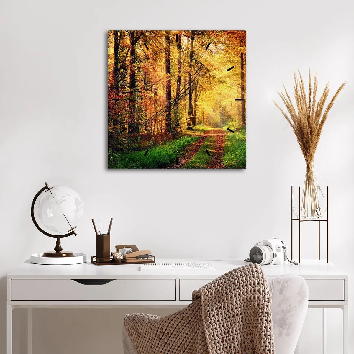 Nástenné hodiny - Lesno-zlaté ticho - 30x30 cm