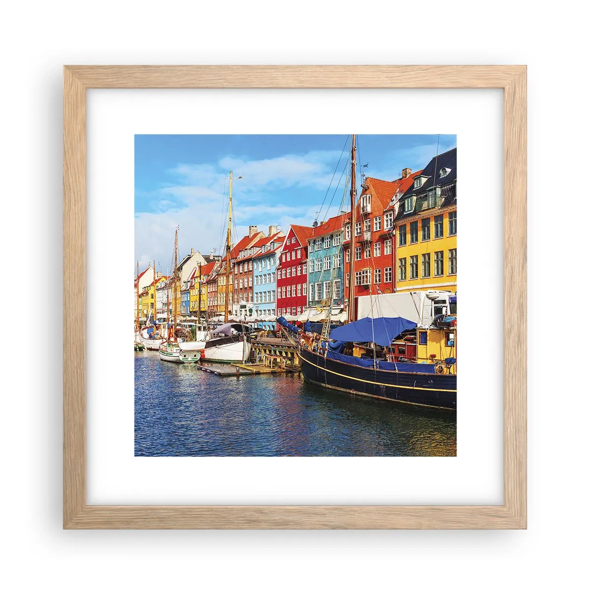 Plagát v ráme zo svetlého duba - Radostné nábrežie - 30x30 cm