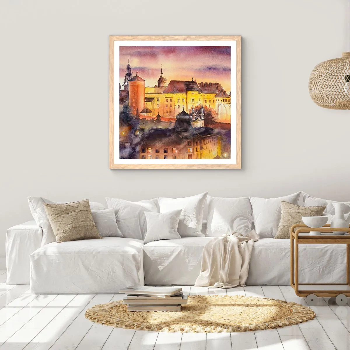 Plagát v ráme zo svetlého duba - Dejiny a rozprávka - 40x40 cm