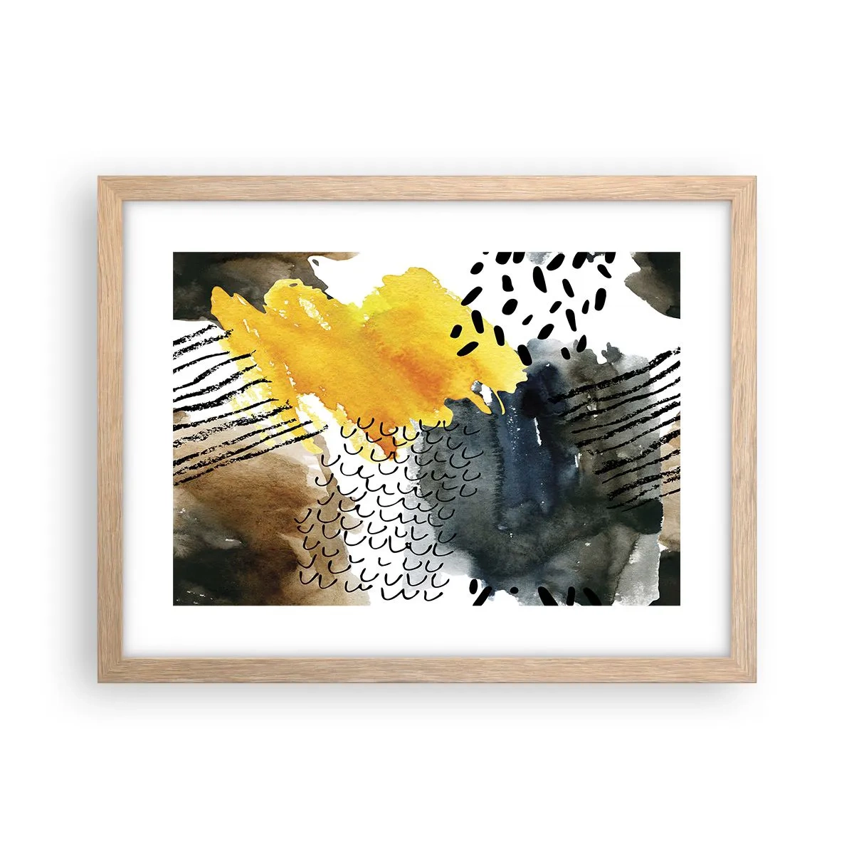 Plagát v ráme zo svetlého duba - Stretnutie živlov - 40x30 cm