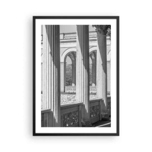 Plagát v čiernom ráme - Stĺpy v architektúre s jemnými tieňmi - 50x70cm - Slnečná arkáda - Moderná nástenná dekorácia do obývacej izby a spálne ARTTOR