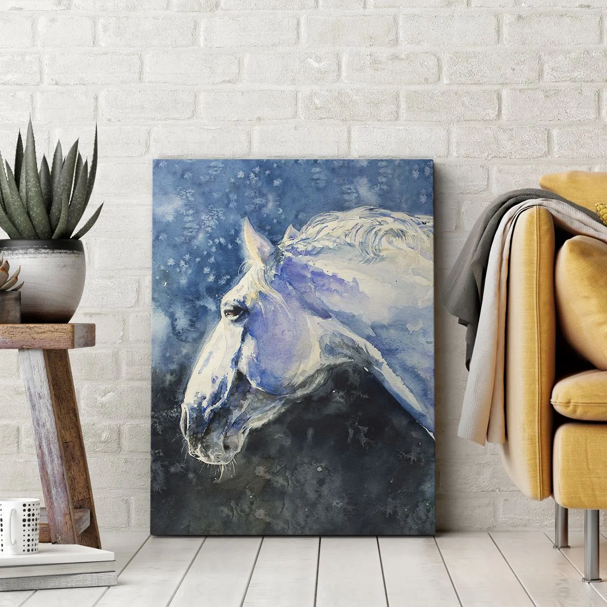 Obraz na plátne - Portrét v modrej žiare - 50x70 cm
