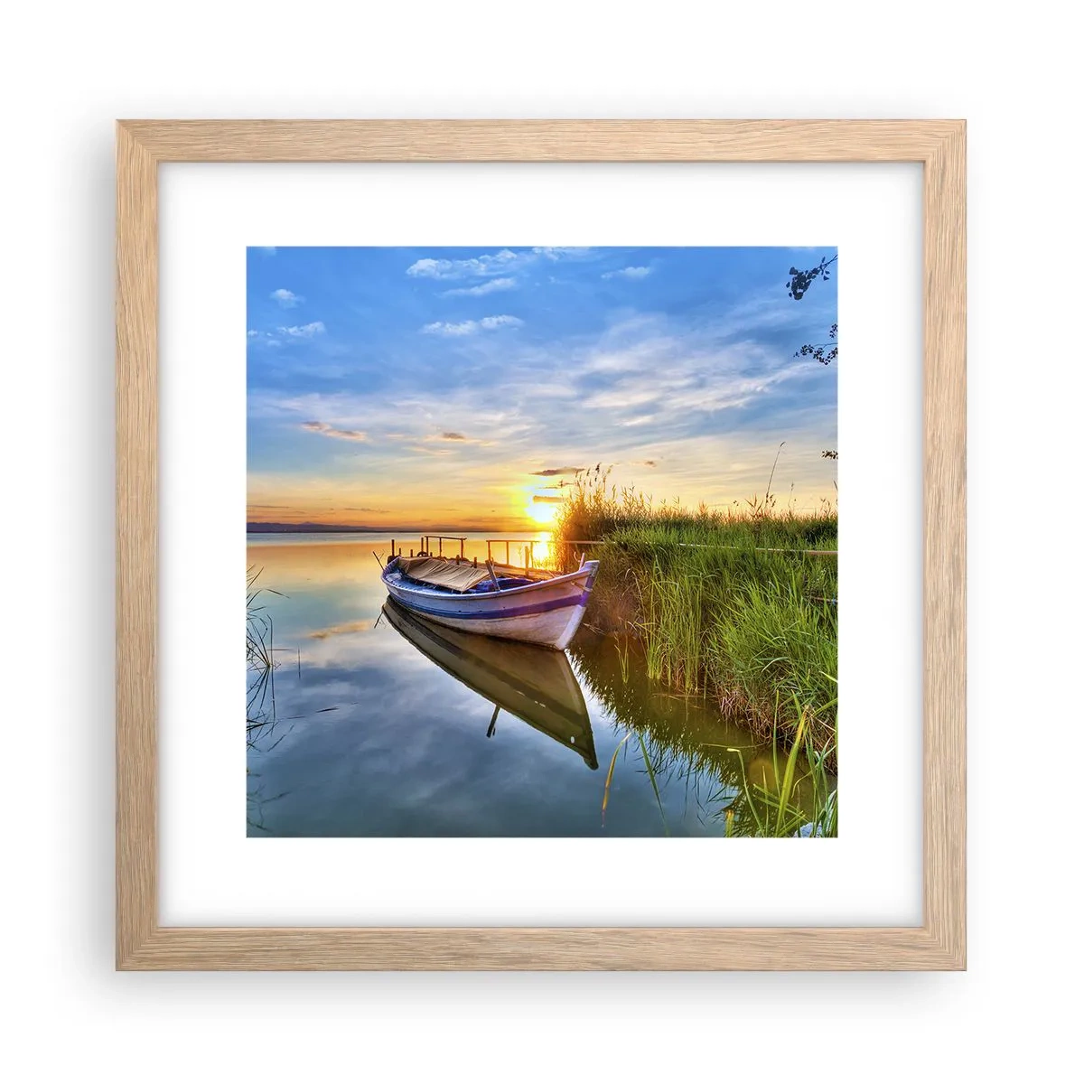Plagát v ráme zo svetlého duba - Zátoka splnených snov - 30x30 cm