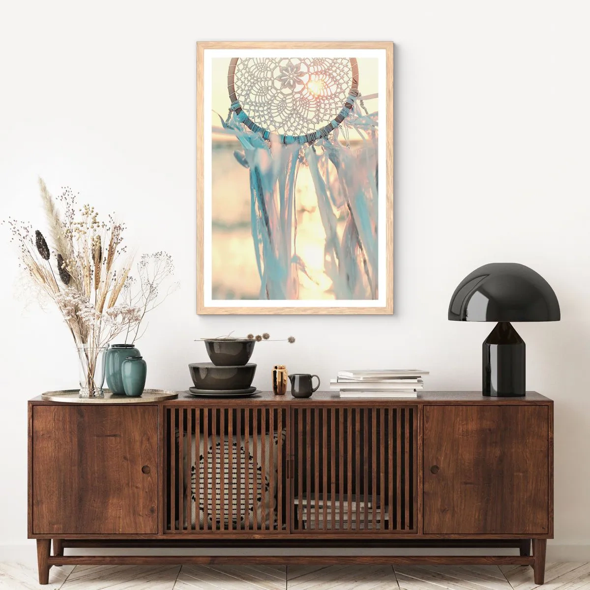 Plagát v ráme zo svetlého duba - Čipkový totem - 61x91 cm