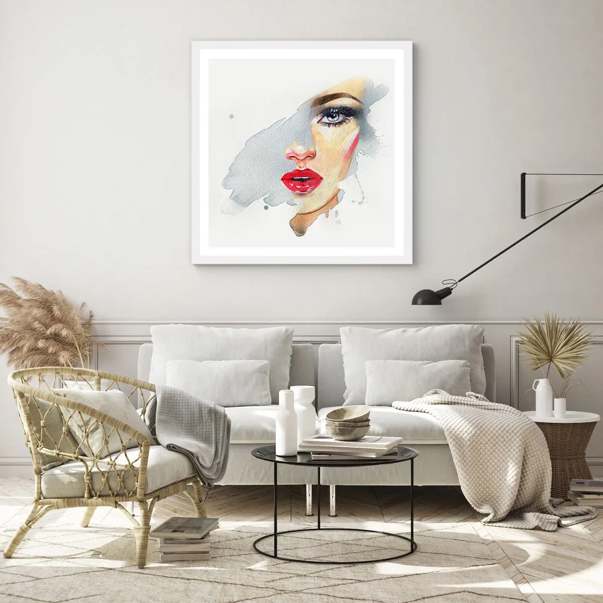 Plagát v bielom ráme - Odraz v kvapke vody - 50x50 cm