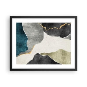 Plagát v čiernom ráme - Mozaiková kompozícia so zlatou niťou - 50x40 cm