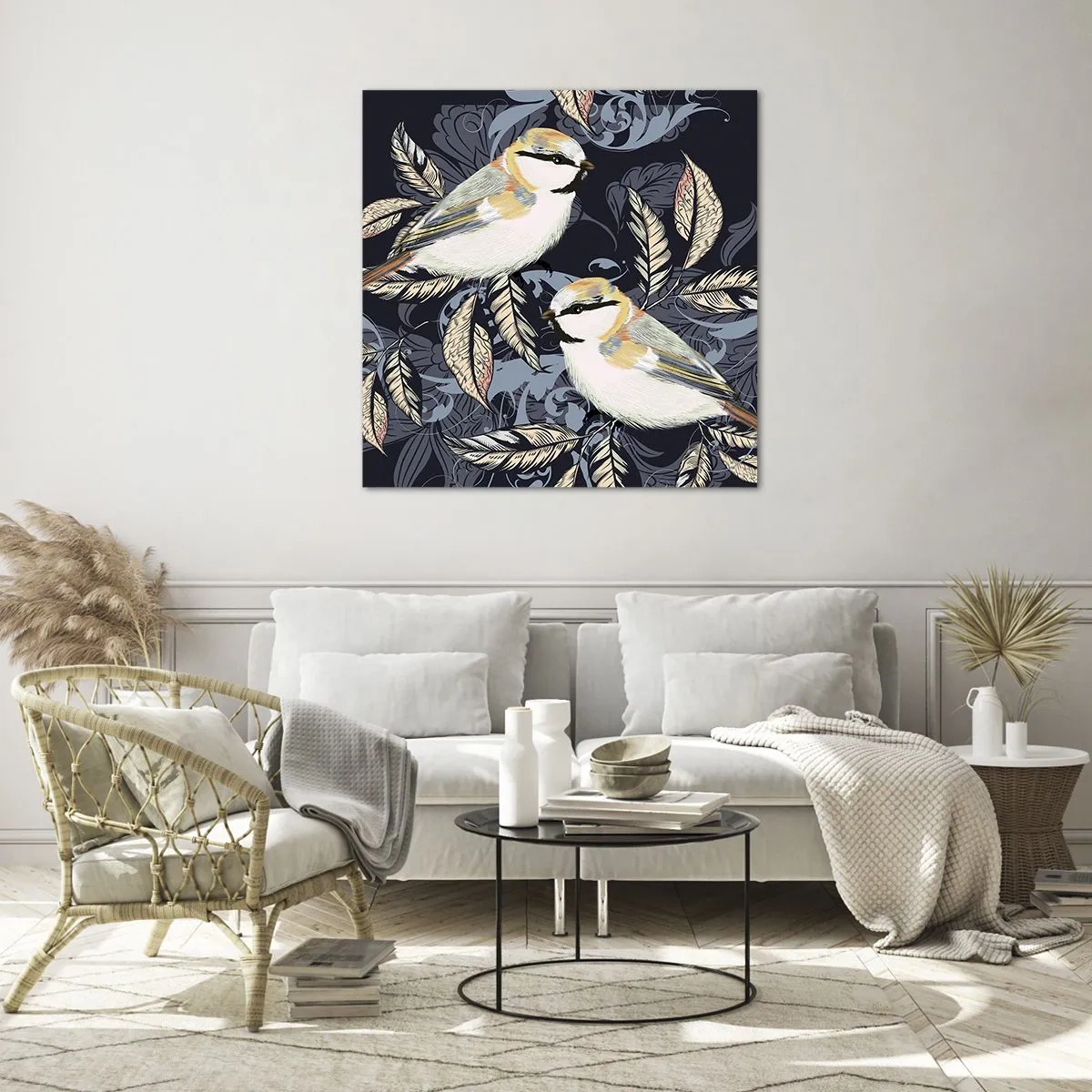 Obraz na skle - Žltomodrá pieseň - 60x60 cm