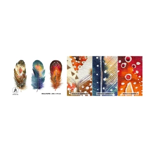 Vzorka samolepiacej fototapety Deluxe Sticker - Rituály, obrady, tajomstvá - Vtáčie pierko, Vták, Abstrakcia - 100x30 cm