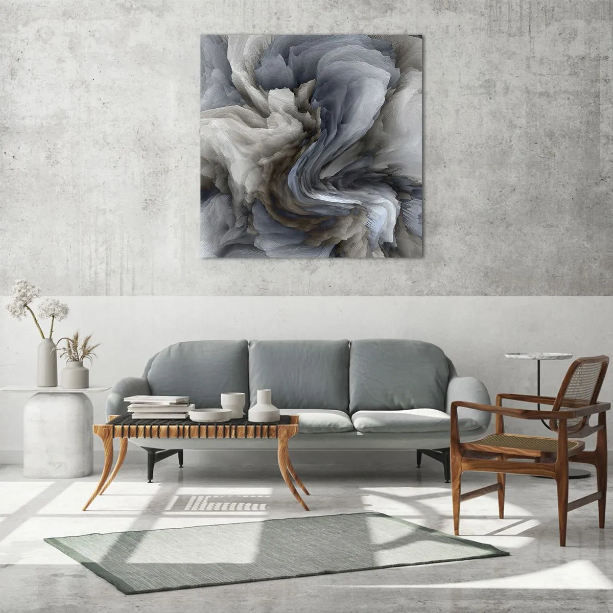 Obraz na skle - Kameň a kvet - 70x70 cm