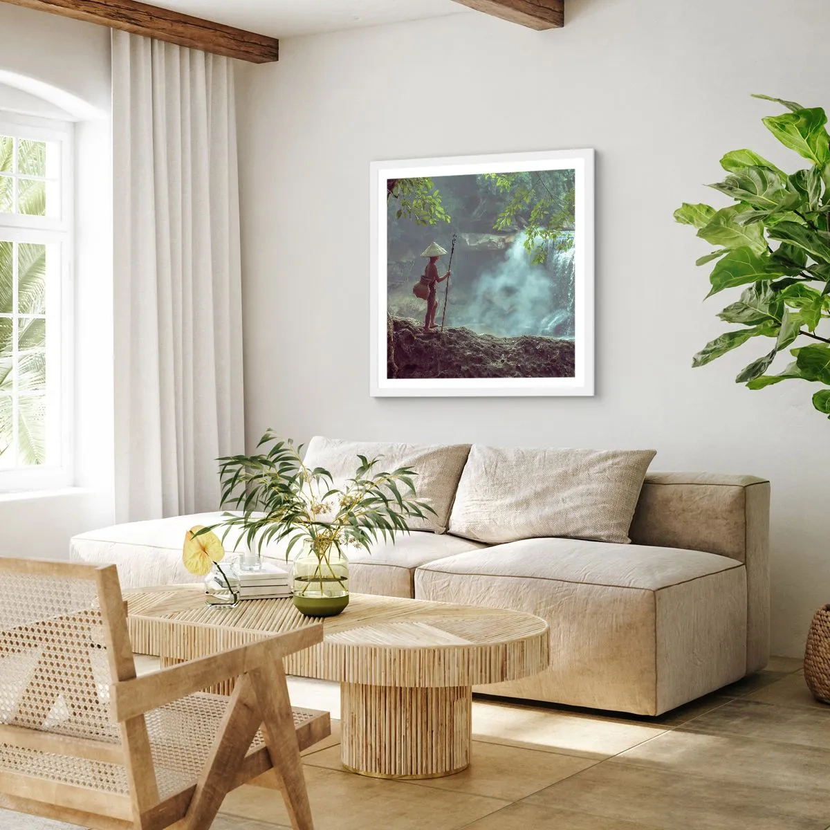 Plagát v bielom ráme - Spriatelený s prírodou - 60x60 cm