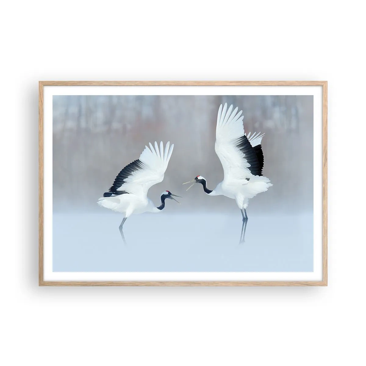 Plagát v ráme zo svetlého duba - Tanec v hmle - 100x70 cm