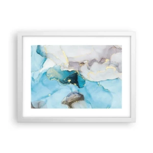 Plagát v bielom ráme - Štúdia o stretnutí šedej a tyrkysovej - 40x30 cm