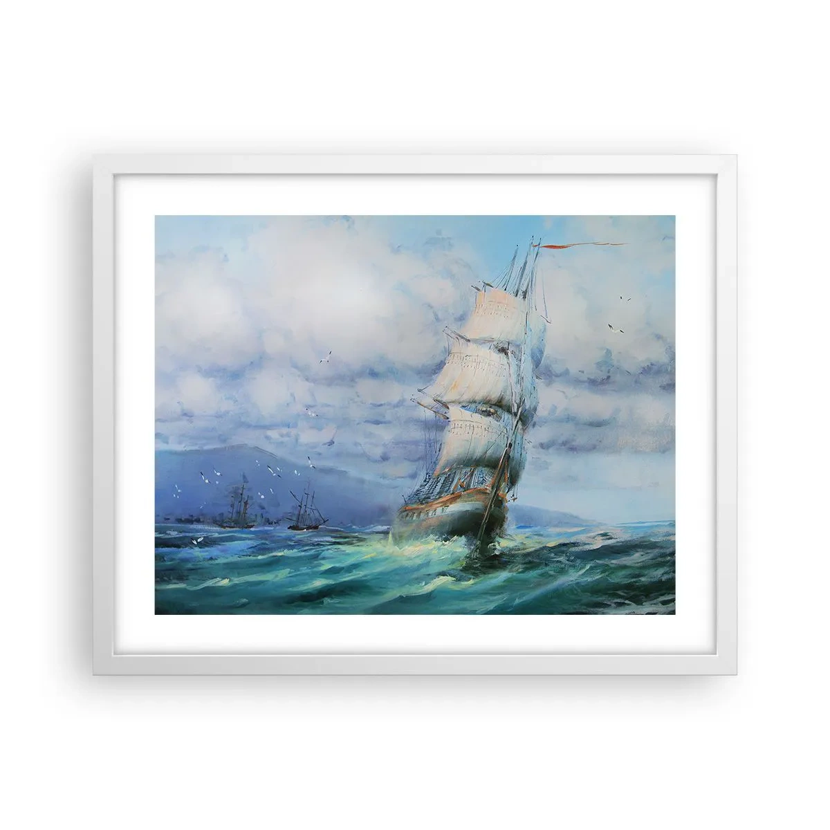 Plagát v bielom ráme - Šťastnú cestu - 50x40 cm