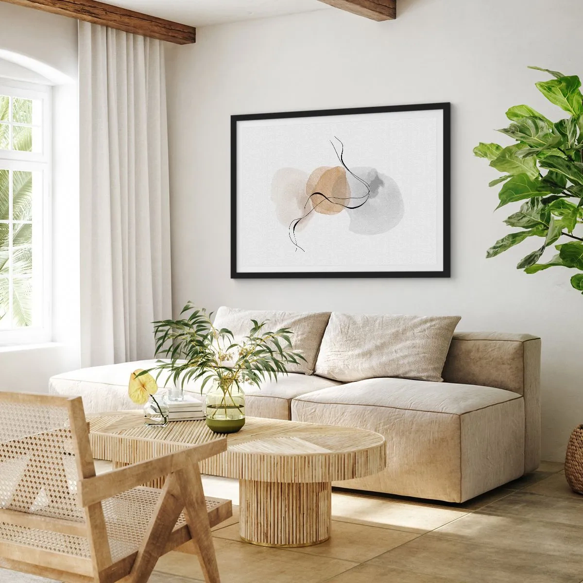 Plagát v čiernom ráme - Vzdušné korálky - 100x70 cm