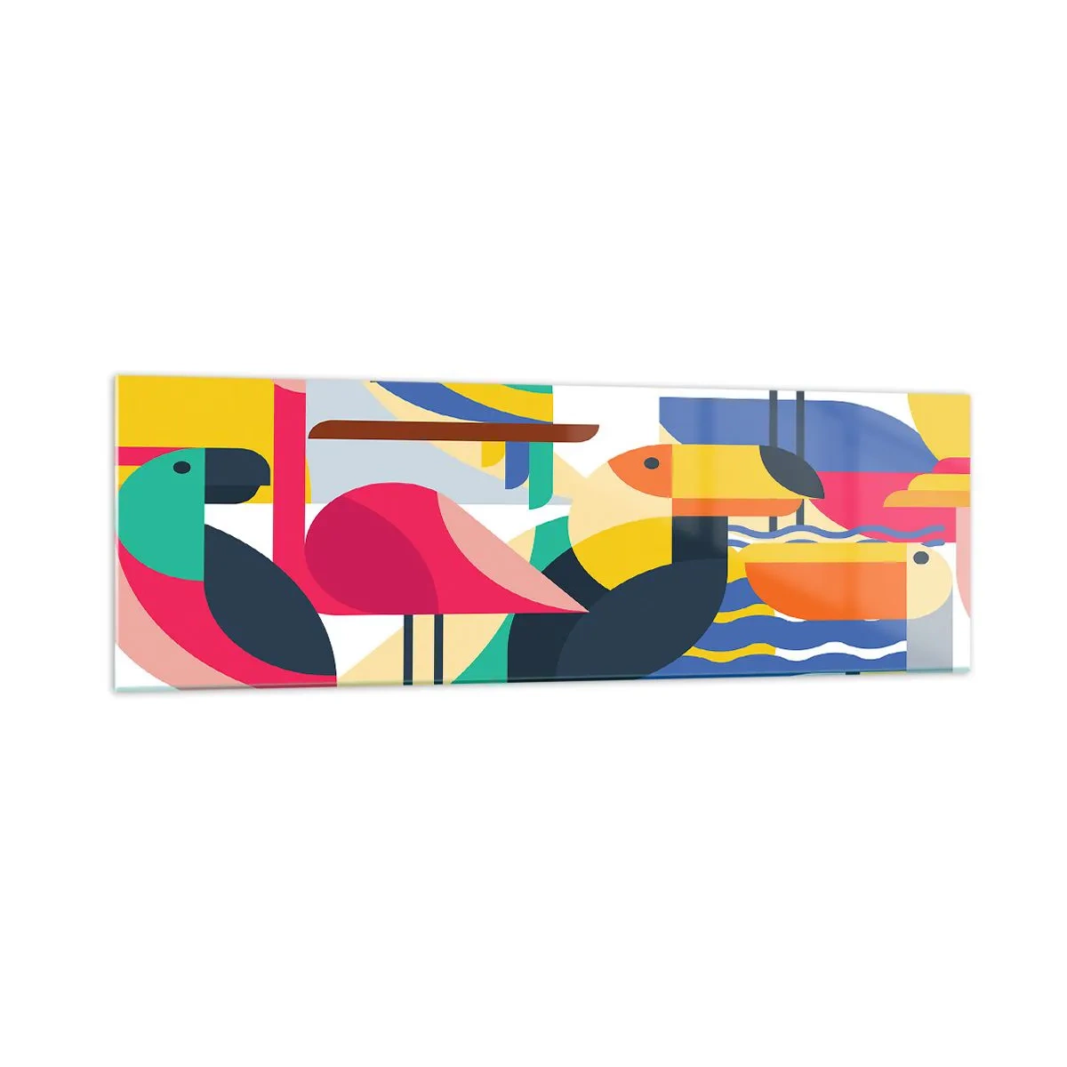 Obraz na skle - Vtáčia párty - 160x50 cm