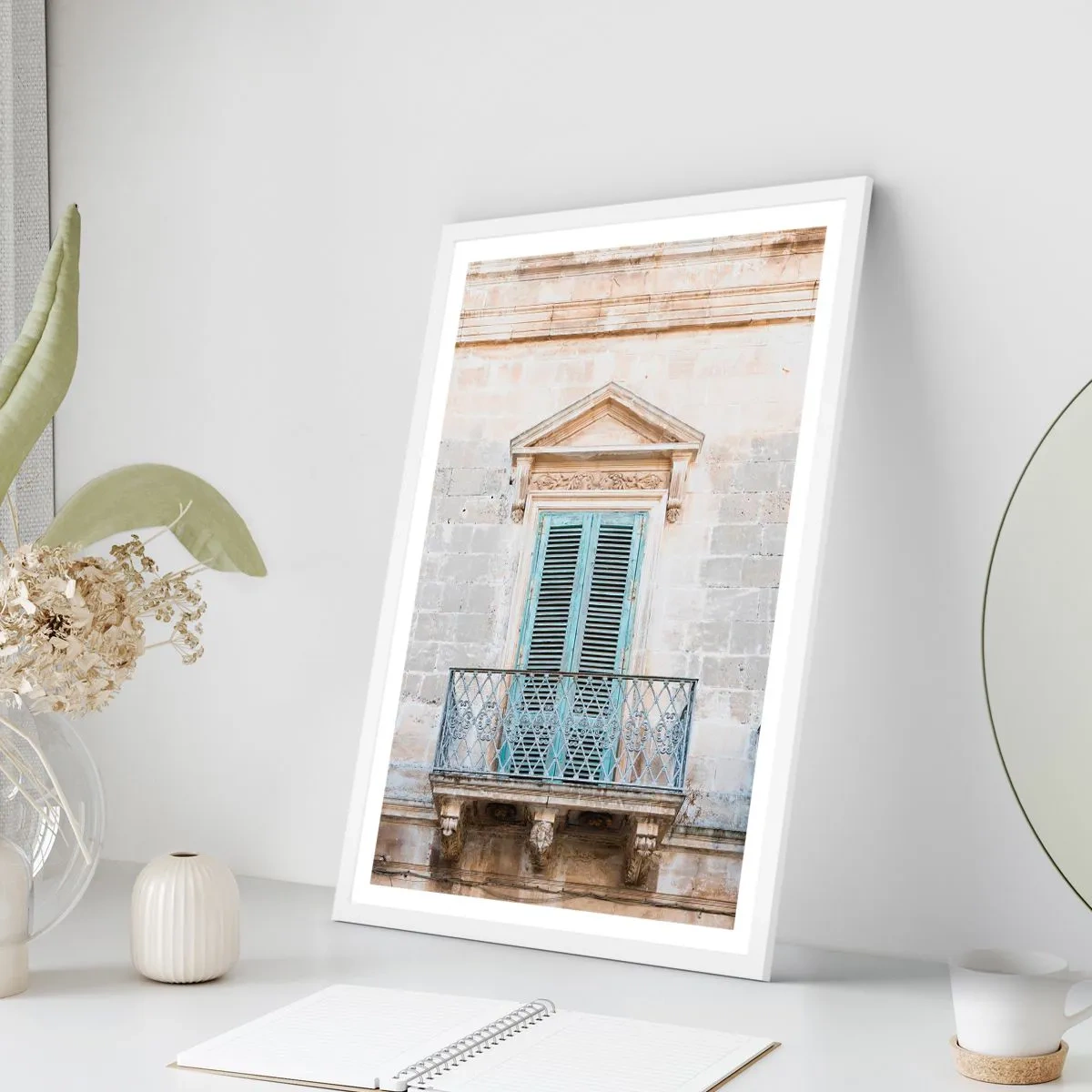 Plagát v bielom ráme - Jedinečné kúzlo Talianska - 70x100 cm