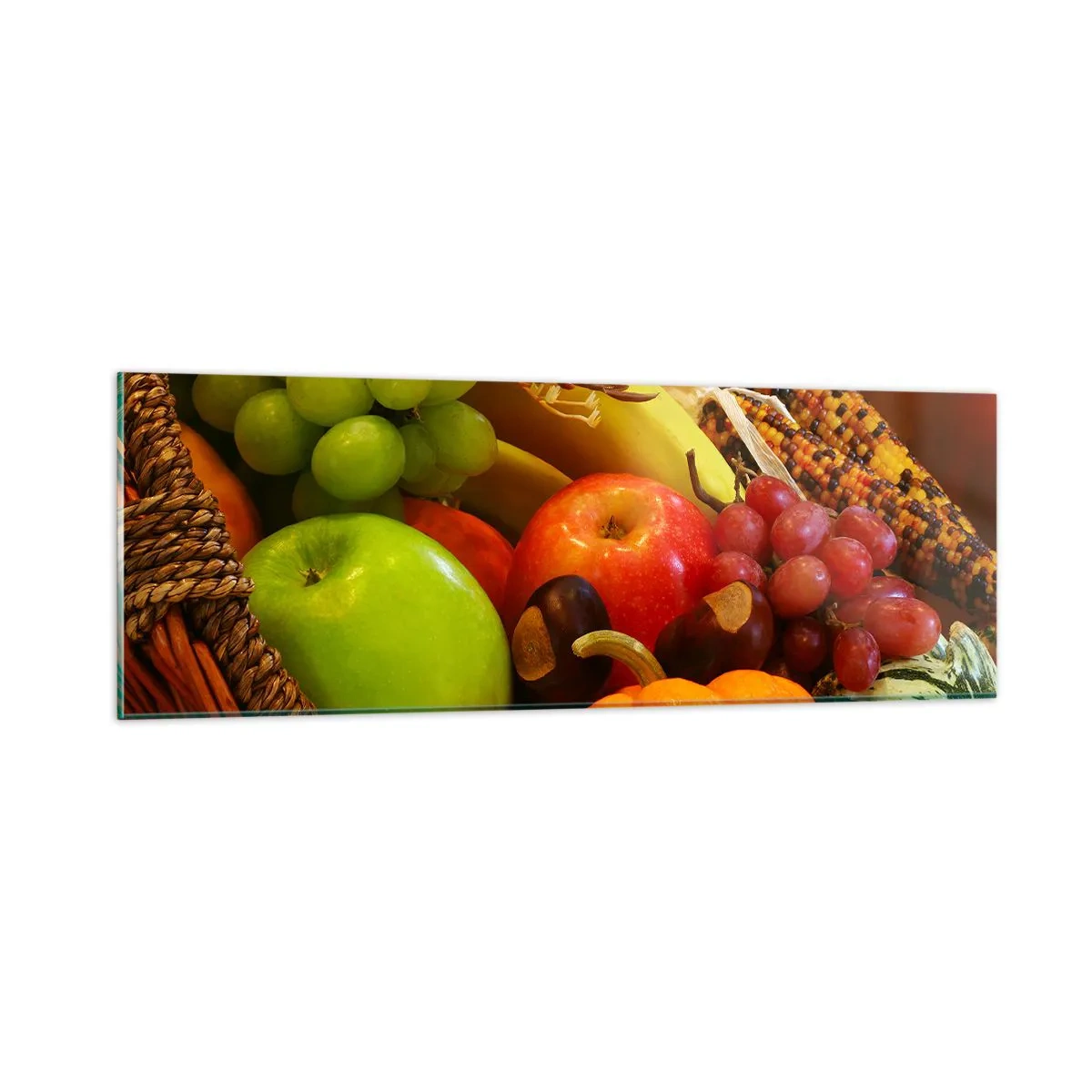 Obraz na skle - Košík úrody - 90x30 cm