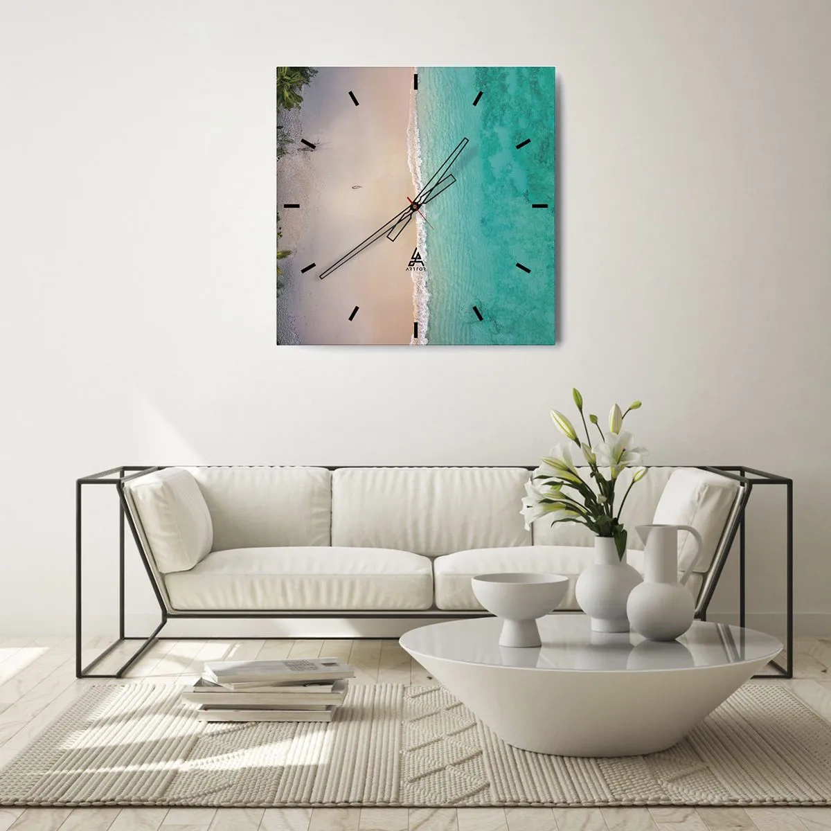 Nástenné hodiny - Rajská pláž - 40x40 cm