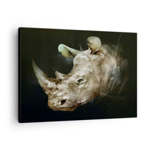 Obraz na plátne - Portrét nosorožca v umeleckej podobe - 70x50cm - Skutočne mužná sila - Moderná nástenná dekorácia do obývacej izby a spálne ARTTOR