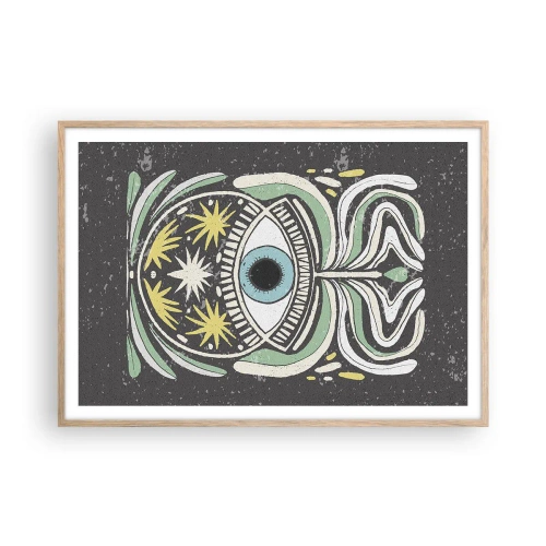 Plagát v ráme zo svetlého duba - Kmeňové rituály - 100x70 cm