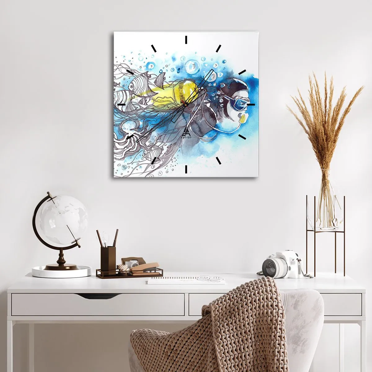 Nástenné hodiny - Veľká modrá - 30x30 cm