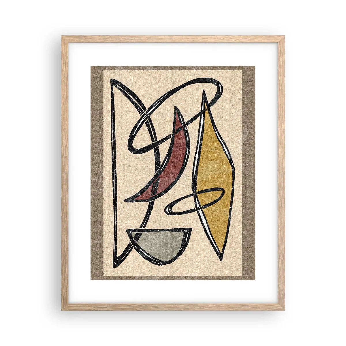 Plagát v ráme zo svetlého duba - Kompozícia – oblúky a ovály - 40x50 cm