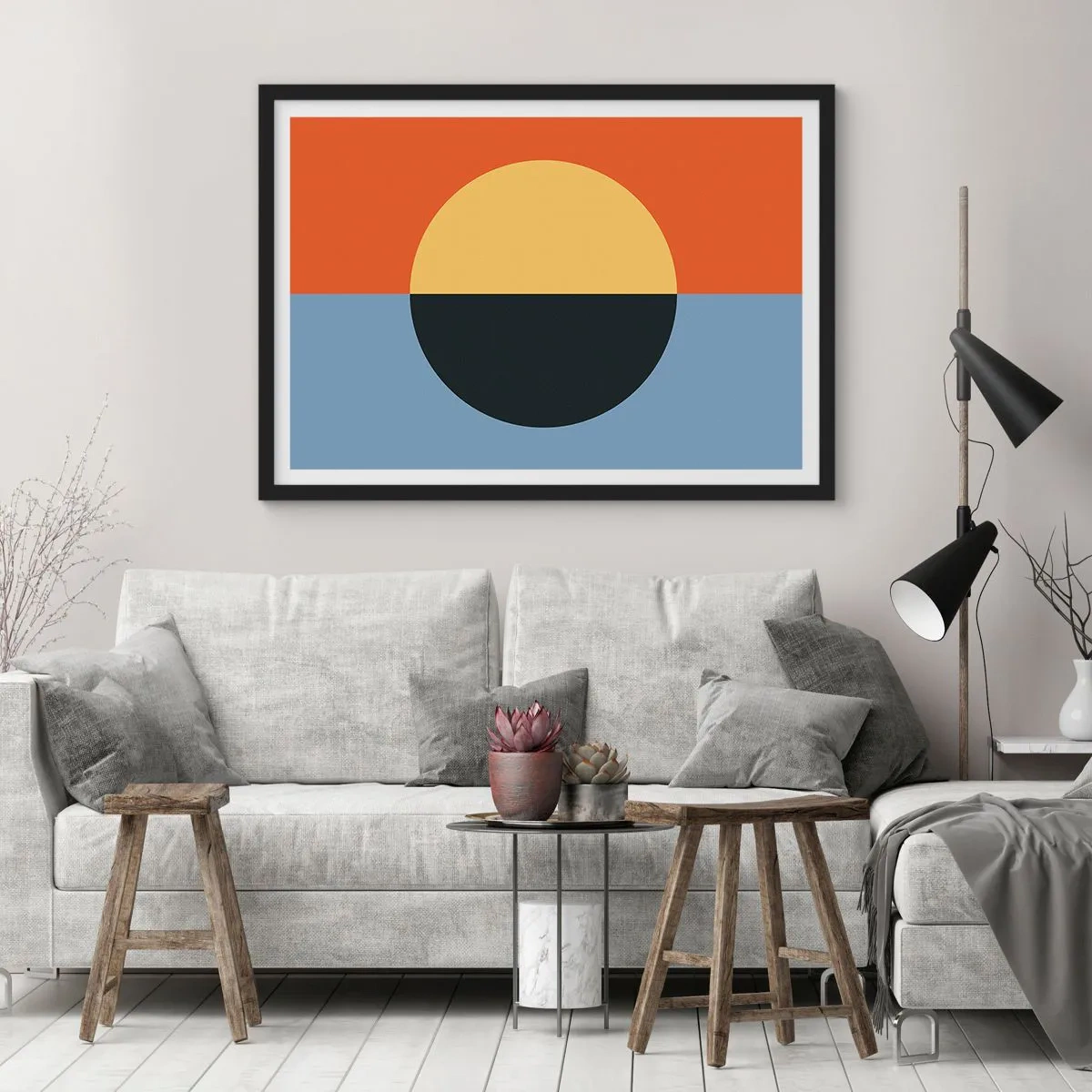Plagát v čiernom ráme - Kompozícia tepla a chladu - 50x40 cm