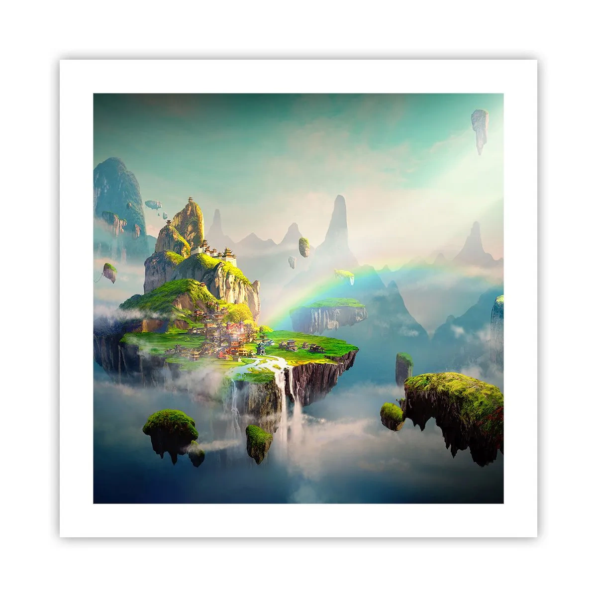 Plagát - Uprostred neba - šťastné ostrovy - 50x50 cm